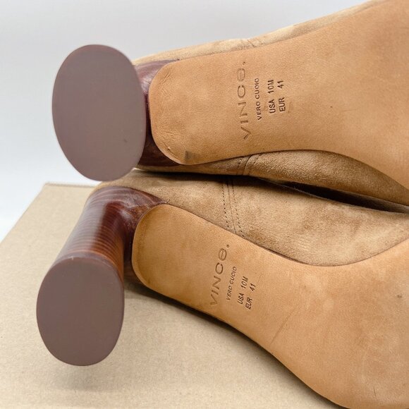 Vince Hillside Women’s Ankle Boots Booties Tan Brown Suede High Heel US 10 EU 41 - Picture 9 of 10